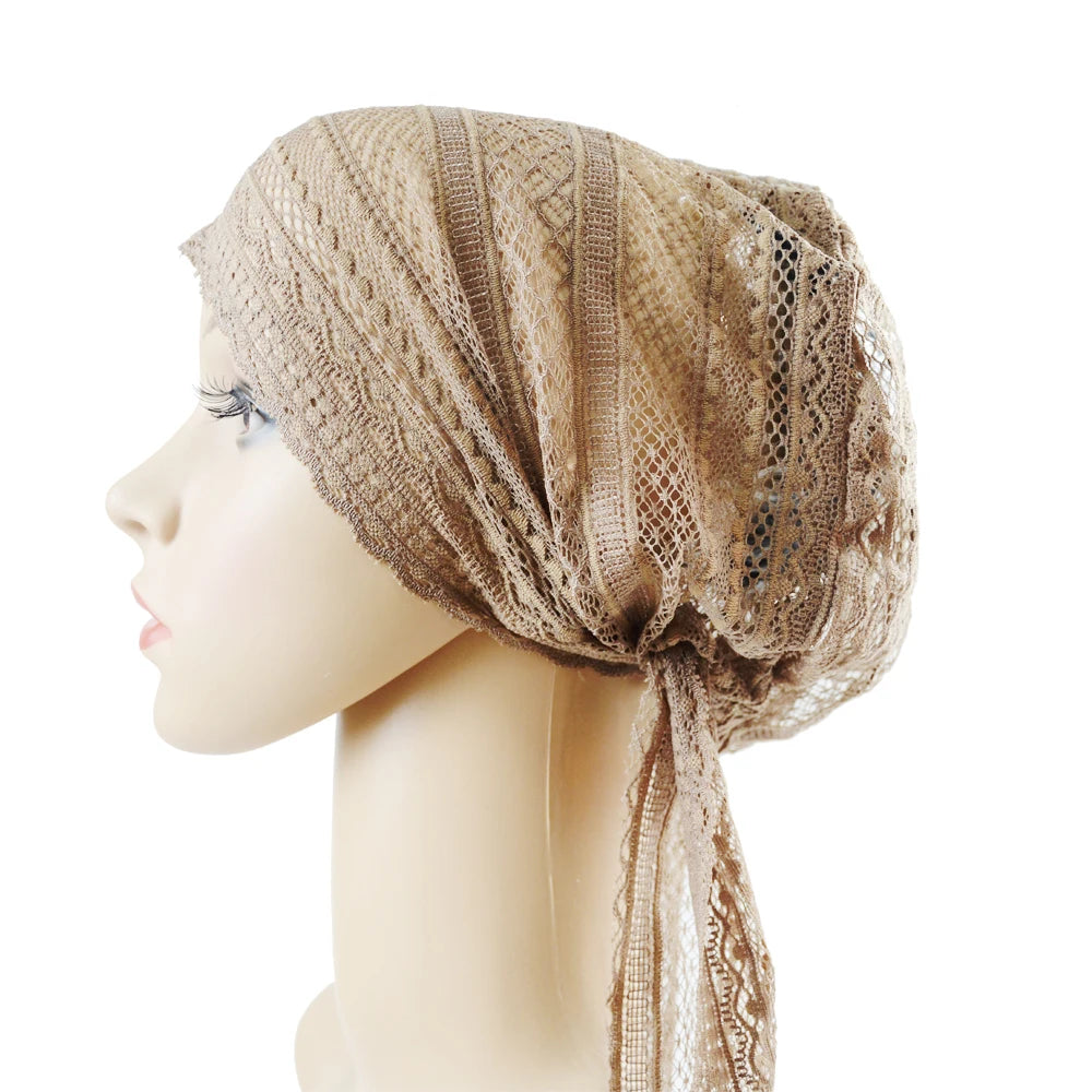 Muslim Women Head Scarf Lace Flower Underscarf Elastic Hijab Hair Cover Headwrap Chemo Cap Islam Headband Bonnet Turbante Mujer