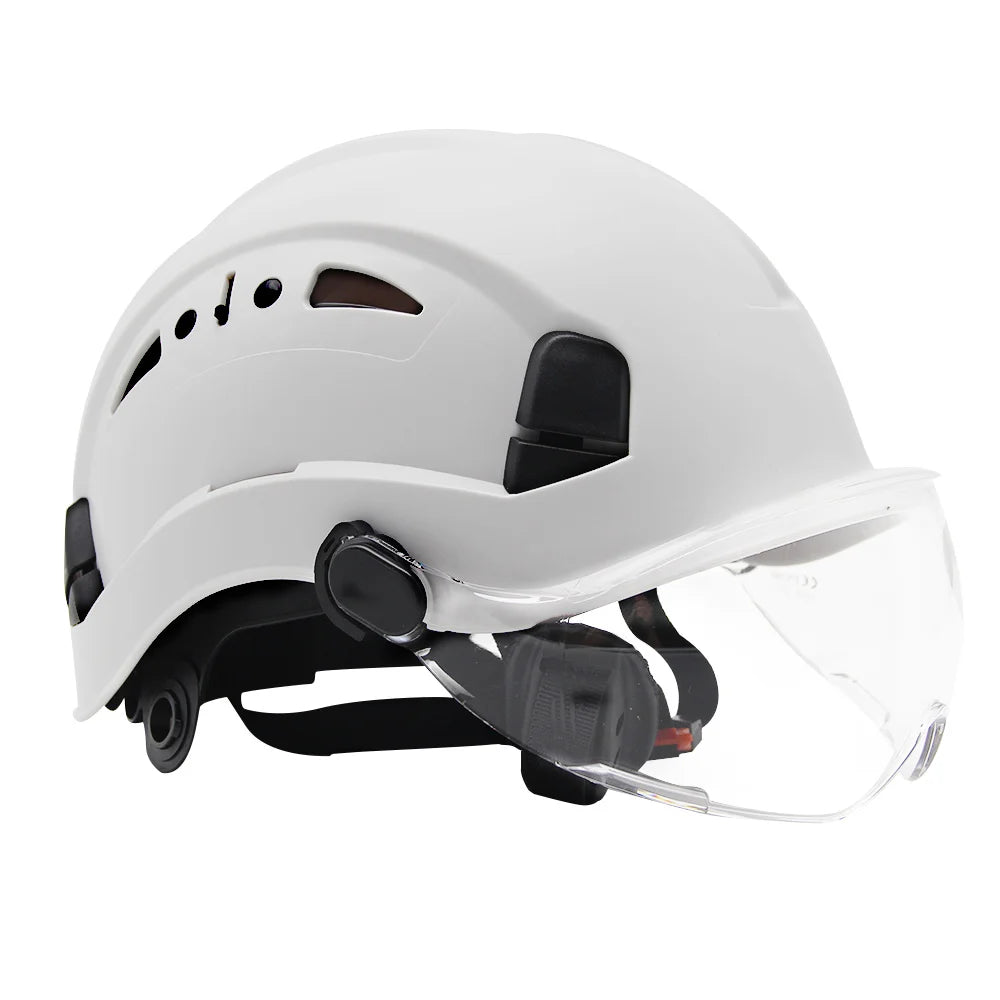 CE Safety Hard Hat with Visor Adjustable Vents Work Cap Head Protective Safety Helmet with Goggles Outdoor Riding Climing Rescue