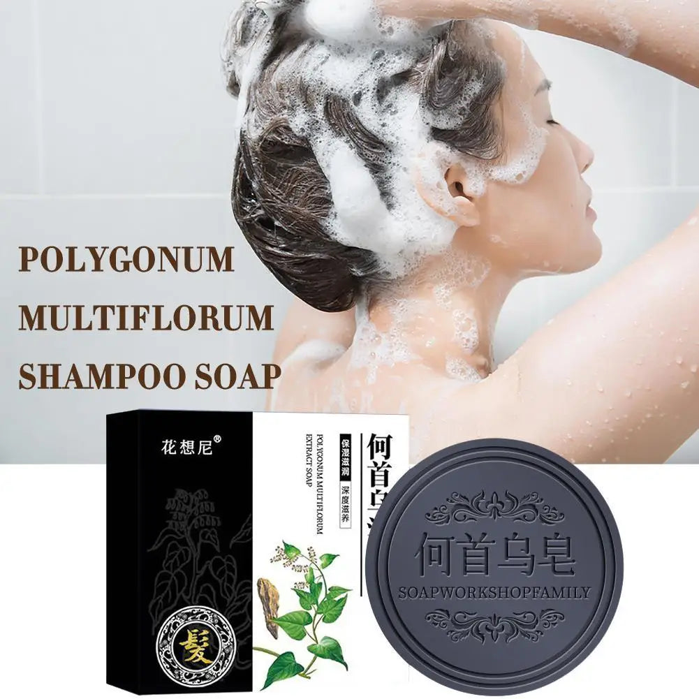 Natural Polygonum Multiflorum Hair Soap Anti Hair Loss Bar Restore Nutrition Regrowth White To Black Solid Shampoo
