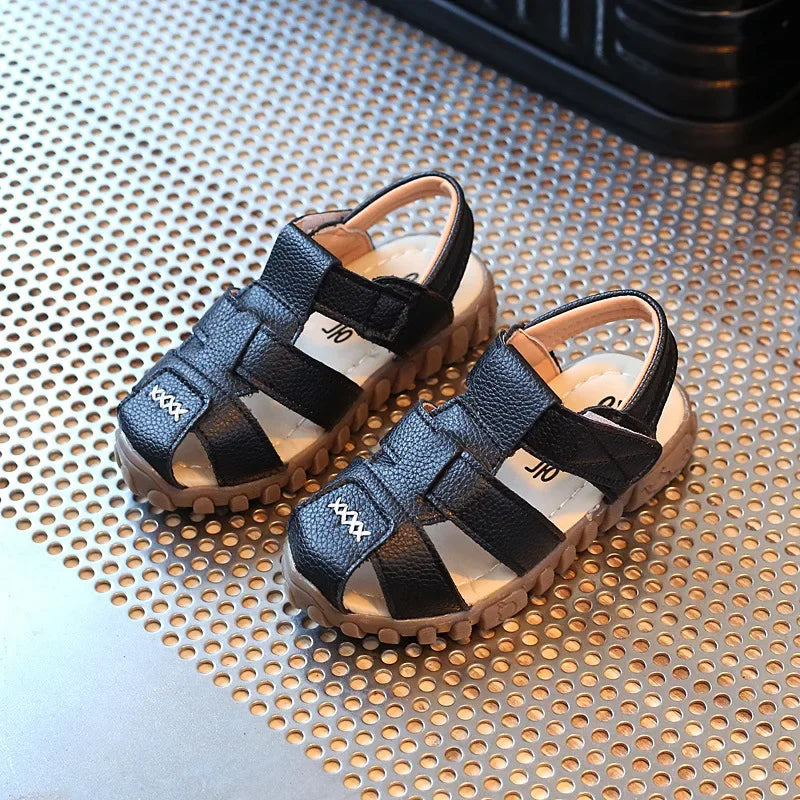 Leather Sandals Boys 2019 100% Soft Leather Summer Boys and Girls Children Beach Shoes Princess Kids Sport Sandals