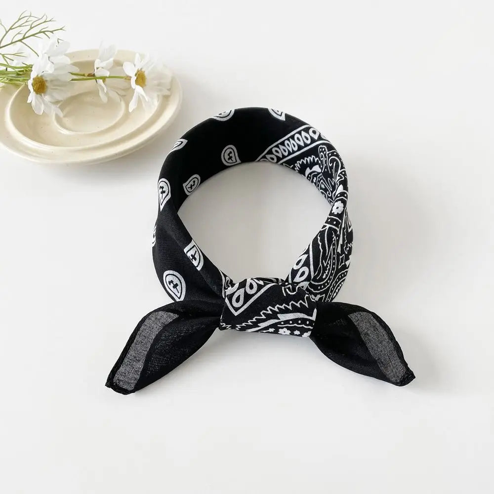 Headband Small Square Scarf Triangle Scarf Hip Hop Cashew Nut Print Scarves Scarf Hair Band Cotton and Linen Printed Silk Scarf
