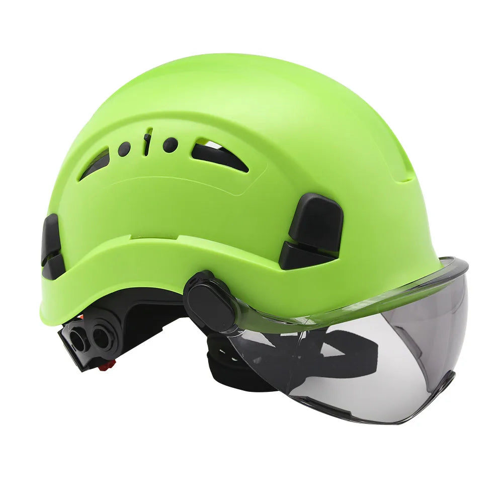 CE Safety Hard Hat with Visor Adjustable Vents Work Cap Head Protective Safety Helmet with Goggles Outdoor Riding Climing Rescue