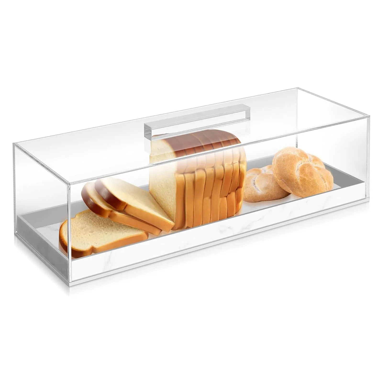 Cake Plate Dish Rectangle Cake Platter Rectangular Cake Tray Marble Grain Acrylic Multifunctional Dessert Serving Tray with Lid