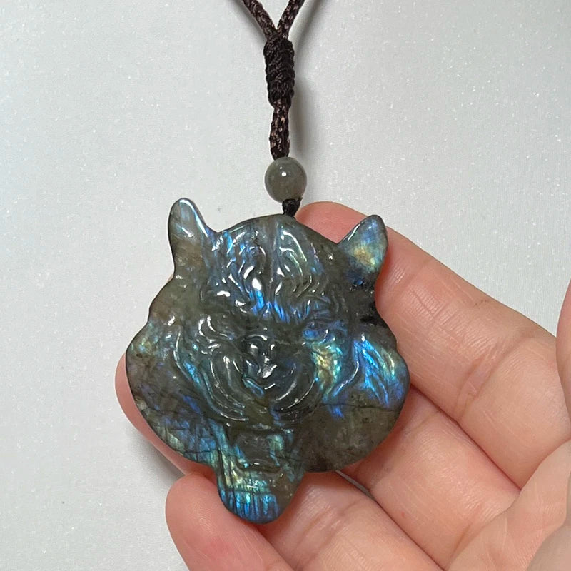 Necklace Pendant Natural Stone Irregular Shape Bead Blue Green Orange Labradorite Pendant for Women Men Jewelry 1Pcs