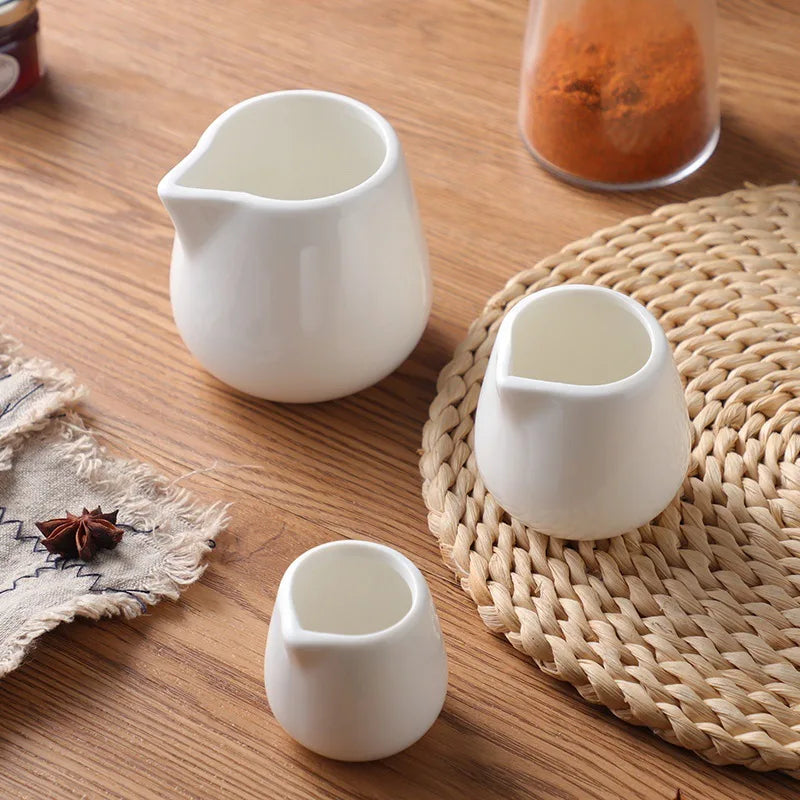 50/100/220ML Mini Ceramic Milk Jug Espresso Coffee Cream Jugs Kitchen Sauce Cup Serving Pitcher White Heat-resistant Milk Cup