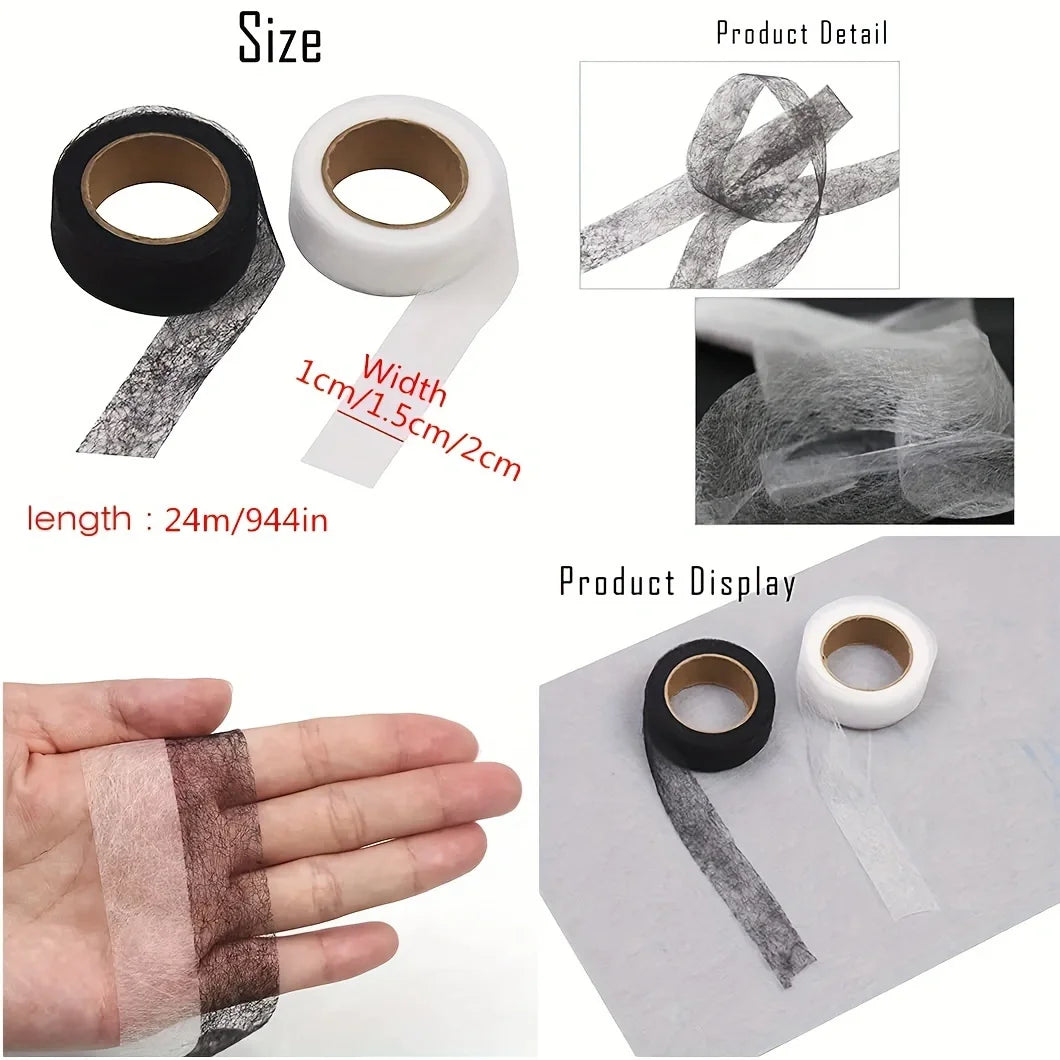 2roll Black White Double-sided Interlining Adhesive Fabric Clothes Iron On Hem Tape Interlining Web DIY Sewing Patchwork Acces