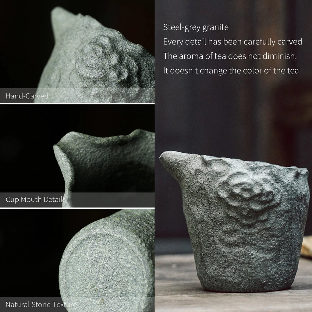 TeaCup Natural Stone Teapot Handcrafted Carving Tea Pitcher Traditional Artistry Tea Server Home Decor Chinese Tea Ceremony Cup