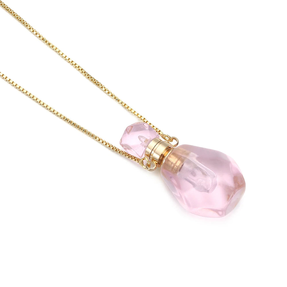 1Pc Irregular Rainbow Stone Natural Crystal Chakra Rock Necklace Golden Plated Quartz Pendant Nice Gift For Lover Friends