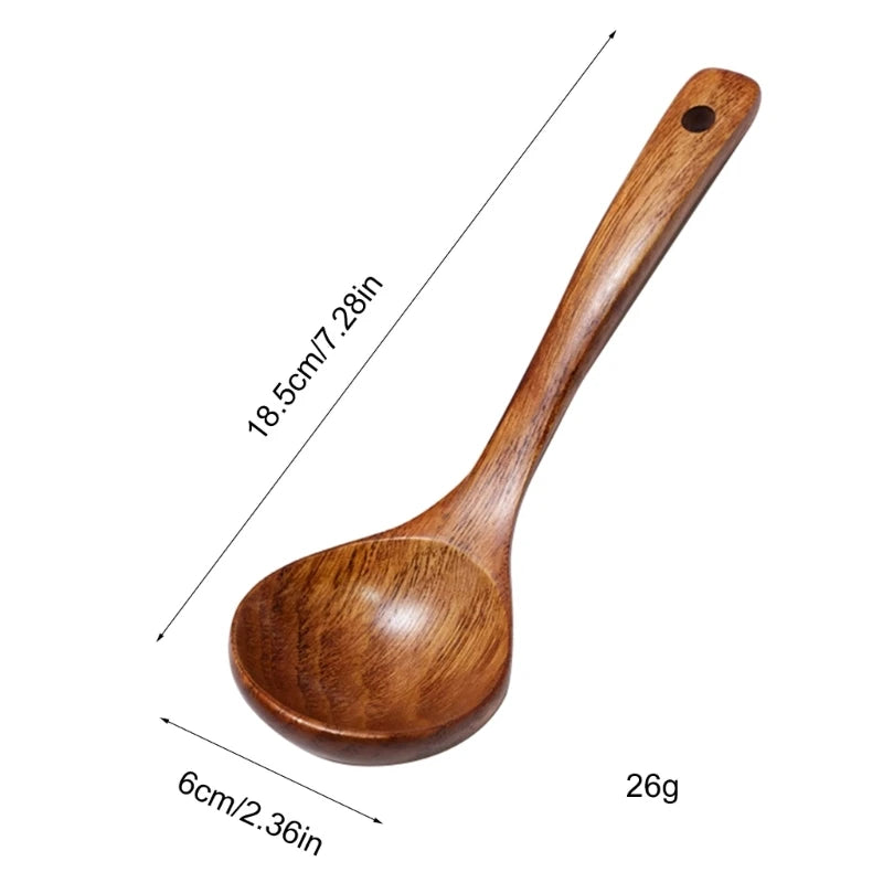 Soup Spoon Wooden Long Soup Ladle Rice Sugar Salt Spoon Porridge Spoon Natural Wooden Spoon for Eating Mixing