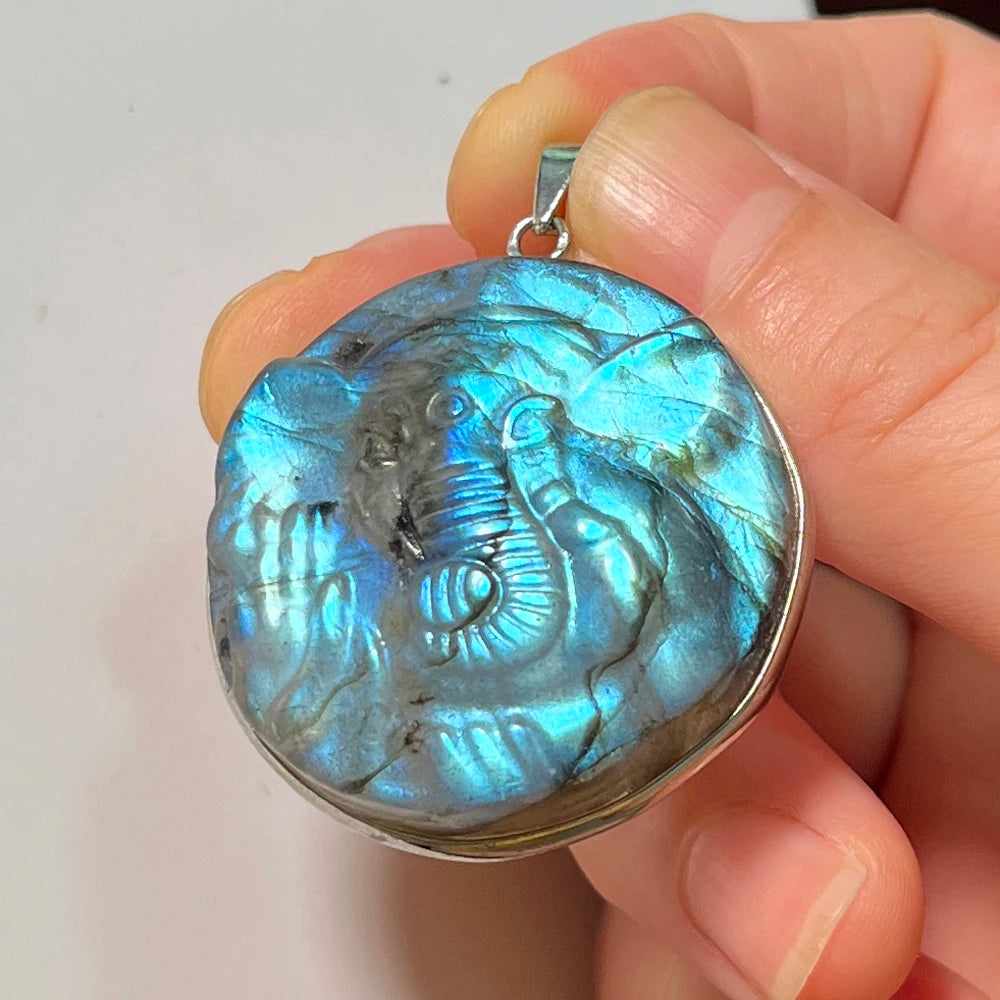 Gem Pendant Natural Stone Irregular Shape Bead Purple Blue Labradorite Necklace Pendant for Women Men Jewelry Gift 1Pcs