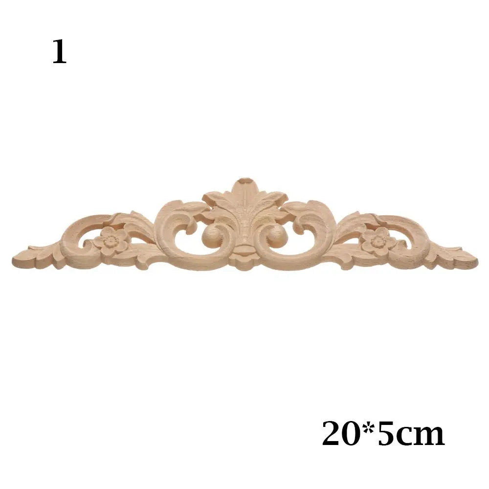 Furniture Parts Unique Natural Floral Wood Carved Corner Appliques Frame wooden Figurines Crafts Woodcarving Decorative