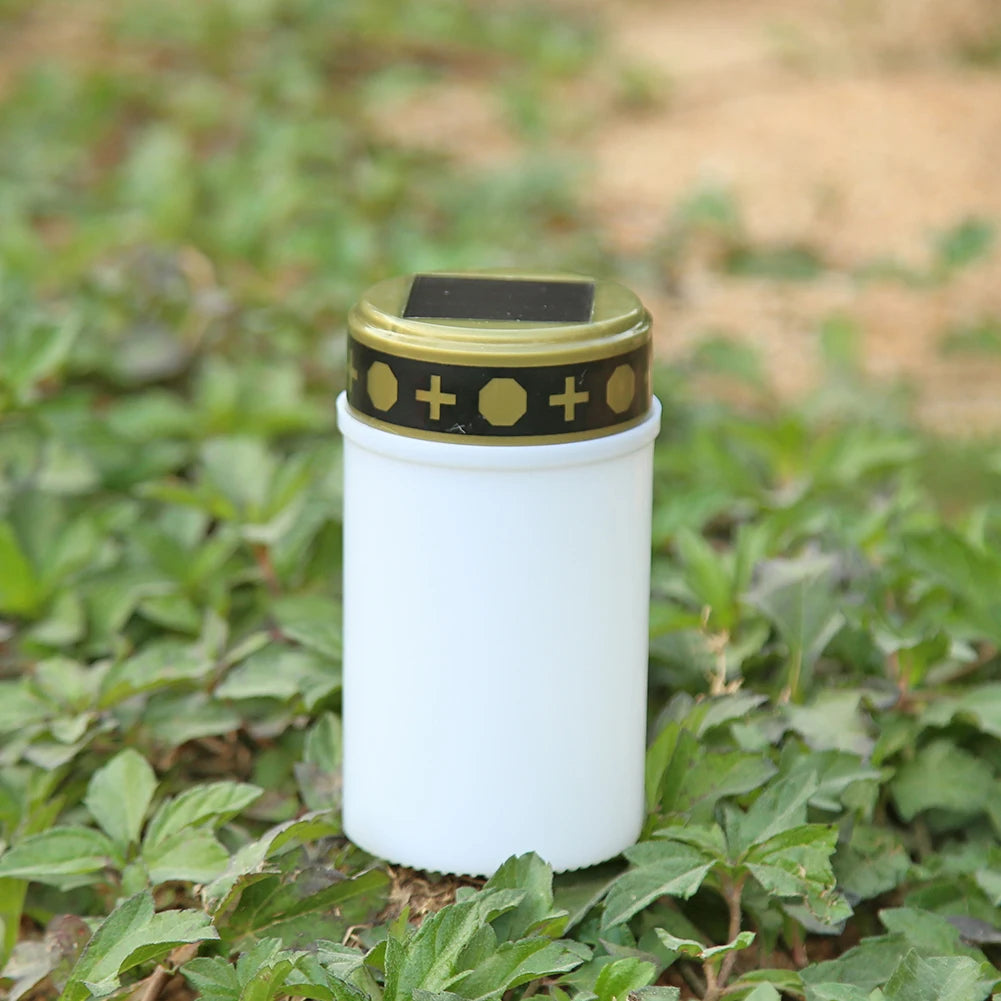 Solar Cemetery Lamp Outdoor Electronic LED Candle Light Flameless Solar Decorative Tea Light Cemetery Ritual Garden Lawn Lamp