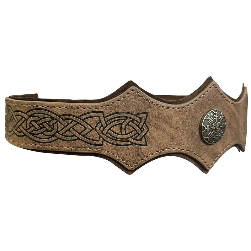 Medieval Viking Tiara PU Leather Head Ring Renaissance King Crown Headwear Medieval Noble Knight Headband Larp Cosplay Props
