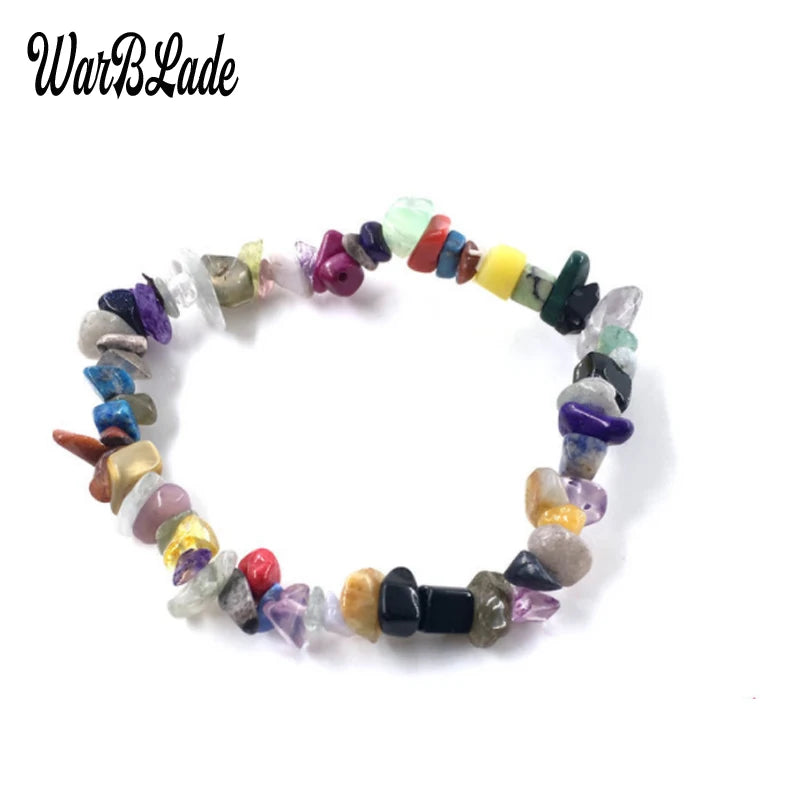 New Women Bracelets Bangles Natural Gem Stone Bracelet Irregular Stretch Chip Beads Nuggets Bracelets Bangles Crystal Wristband
