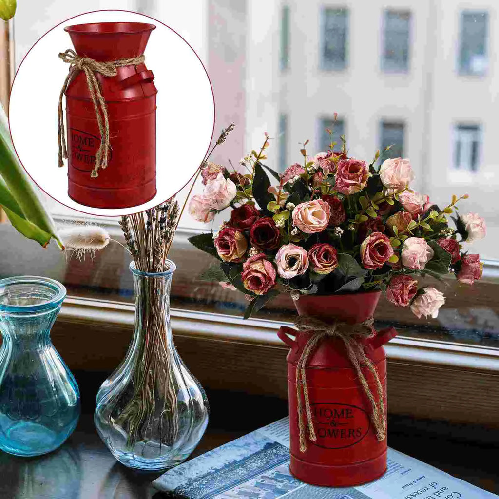 Flowerpot Bucket Delicate Iron Home Decor Retro Style Photo Prop Kettle Container Display Large
