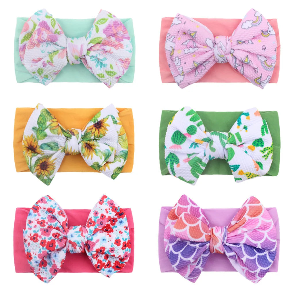 Baby Newborn Headband For Girls Elastic Knit Children Turban Baby Bows Soft Nylon Kids Headwear Hair Accessories Lovely