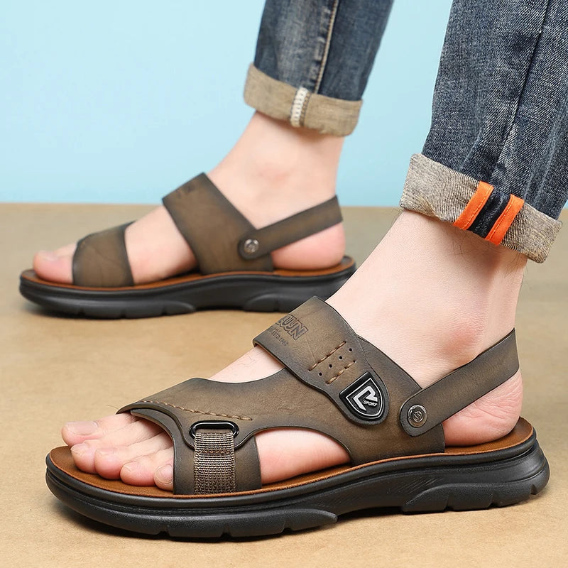 Sandals for men, simple and casual water wading shoes, beach shoes, summer new trend, soft sole dual-use slippers, anti slip san