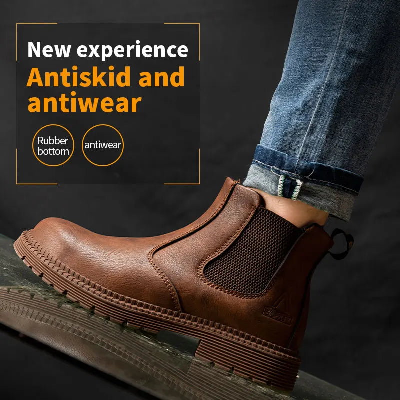 CE Certified Steel Toe Work Shoes Men, Waterproof Anti-Fatigue Insoles, Durable for Landscaping Road Construction Crews