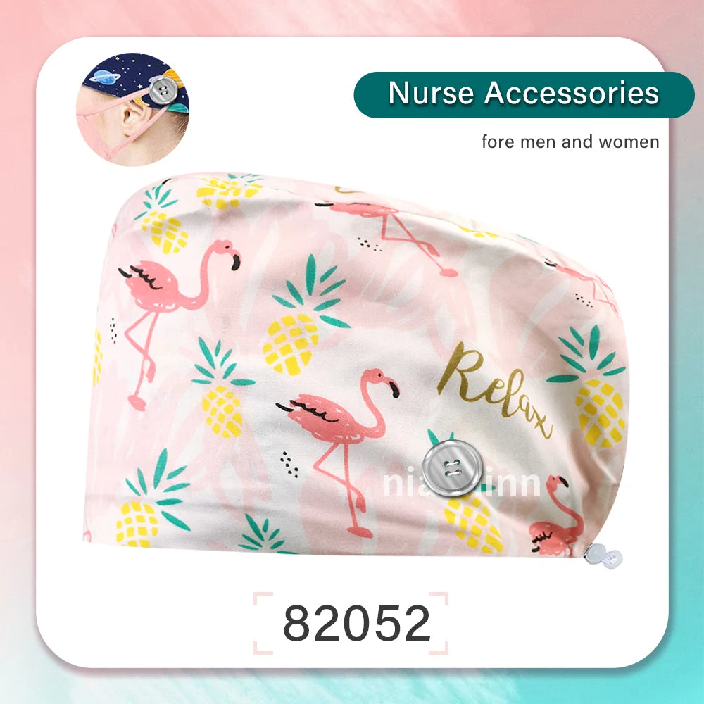Nurse Scrubs Cap Women Health Workers Frosted Hat Lab Operator Work Cap Beauty Salon Dustjproof Working Hat Adjustable Scrub Cap