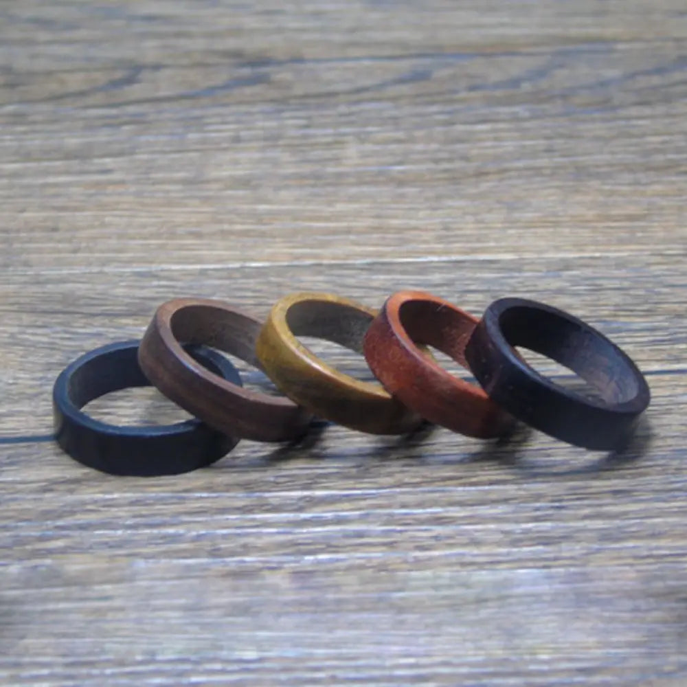 Trend Sandalwood Ebony Natural Wood Rings Pagan Retro Pull Finger Mens Ebony Finger Ring Jewelry New Year Gift for Women Men