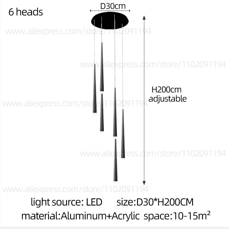 LED Pendant Light Modern Living Room Chandelier Villa Loft Large Pendant Light Minimalist Duplex High-Rise Long Stair Chandelier
