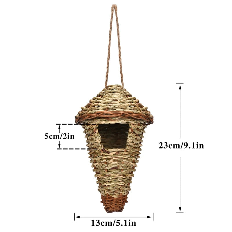 19 Birds Nest Bird Cage Natural Grass Egg Cage Bird House Outdoor Decorative Weaved Hanging Parrot Nest Houses Pet Bedroom