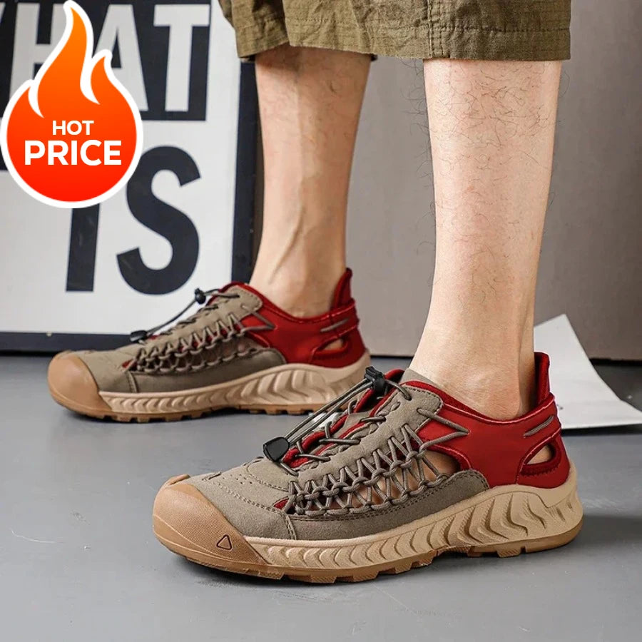 Genuine Leather Casual Sandals Outdoor Antiskid Designer Round Toe Sandals Breathable Waterproof Beach Shoes Summer Men Sandals