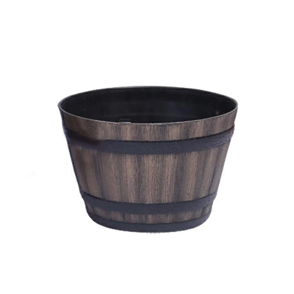 Rustic Wooden Barrel Flower Pot Vintage Style Large Capacity Pots for Christmas Birthday Gifts