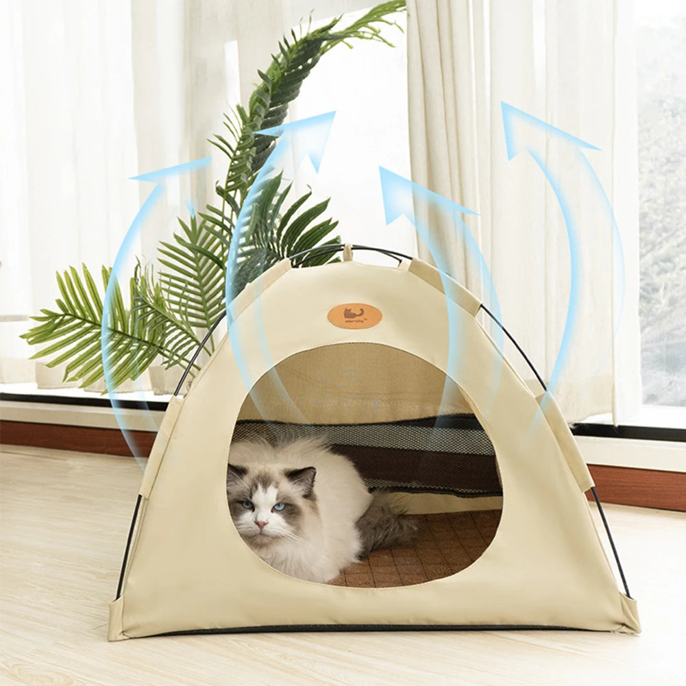 Pet Tent Bed  Cooling Pet Cat Tent Cave Outdoor Travel Cat Sleeping House Comfortable Puppy Bed Cat Nesk Kennel Pet Supplies