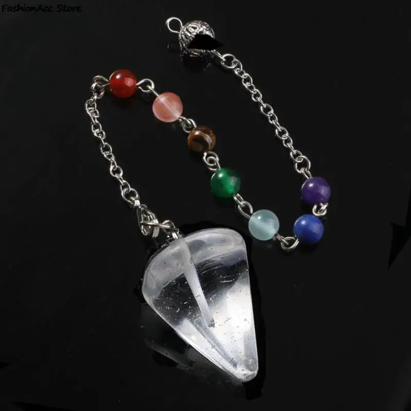 Healing Pendulum For Divination Pink Quartz Pendulums Biolocation Natural Gem Stone Chain Men Reiki Crystal Pendant