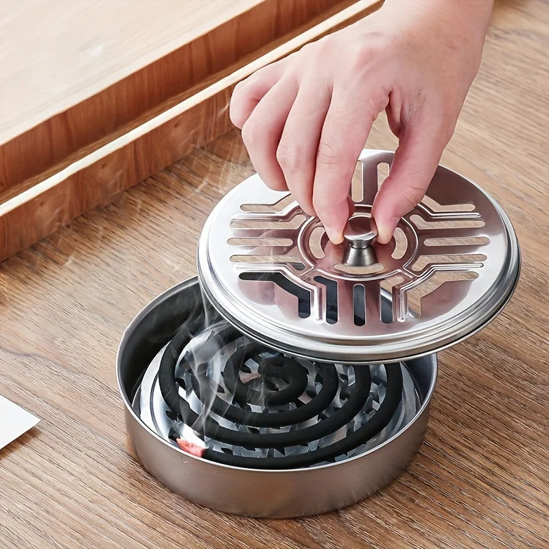 Stainless Steel Mosquito Coil Holder - Fireproof & Scald-Resistant, Perfect for Home & Office Decor, Ideal for Dorm & Apartments