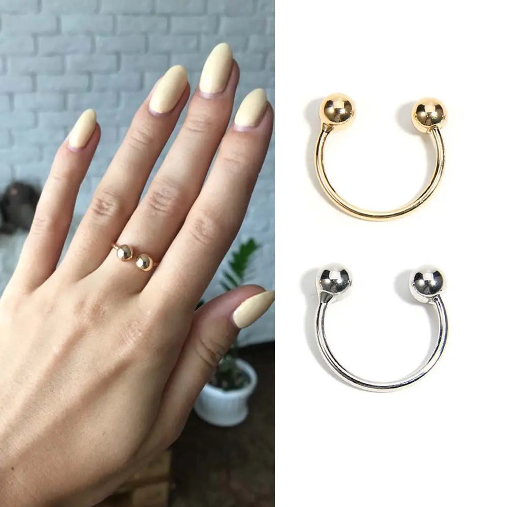 Punk Fashion Wedding Women Silver Gold Knuckle Copper Double Ball Copper Ring Jewelry Unisex Rings Joint Ring
