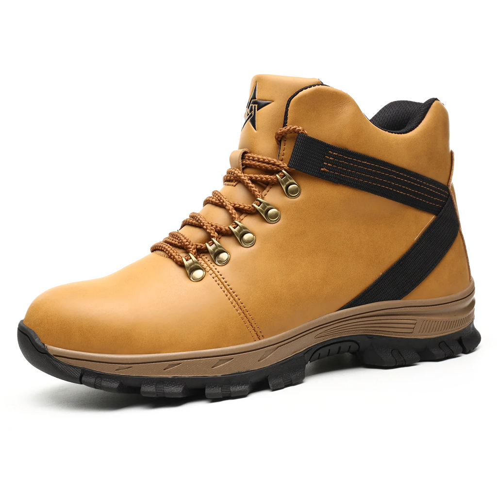 New Men Leather Safety Shoes Anti-smash Anti-puncture Work Shoes waterproof Lightweight Work Sneakers slip and oil resistant