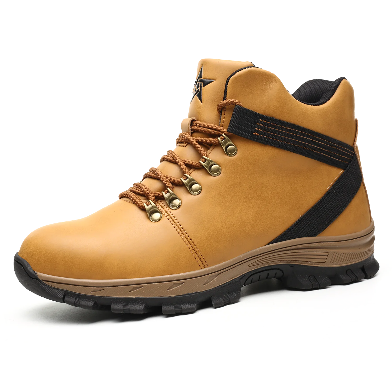 New Men Leather Safety Shoes Anti-smash Anti-puncture Work Shoes waterproof Lightweight Work Sneakers slip and oil resistant
