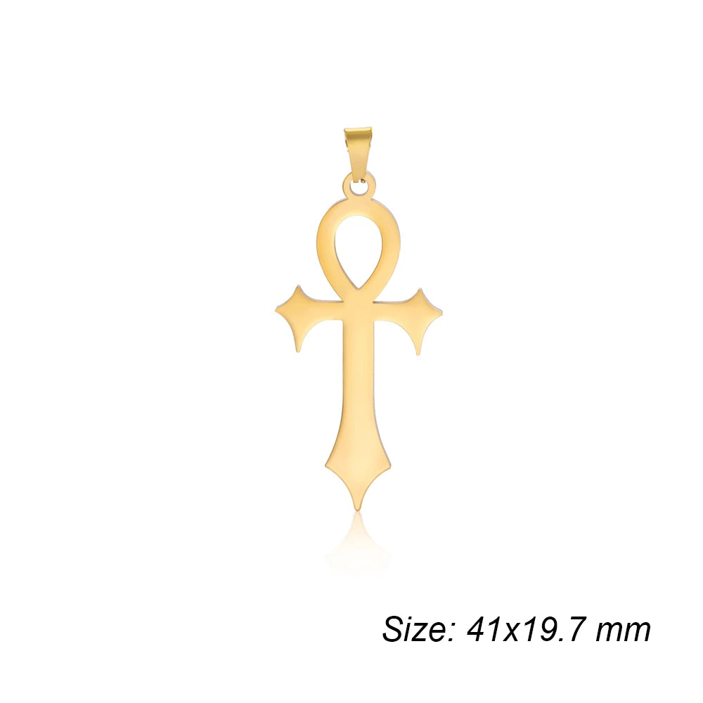 Wholesale Stainless Steel Tree-Shaped Crosses Charms For Jewelry Making Diy Necklace Earrings Pendants Accessories 34x56mm