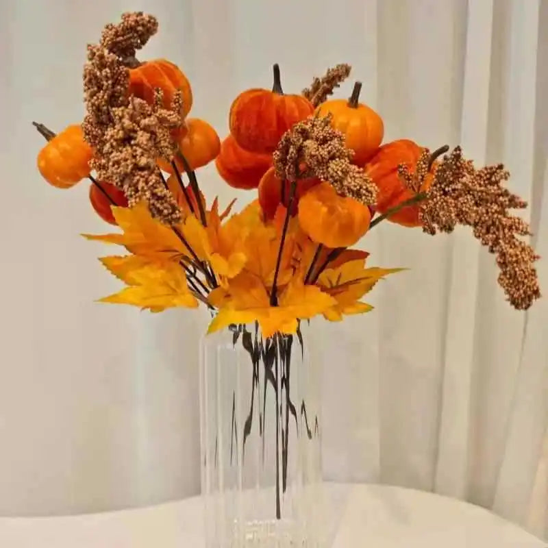 Artificial Flower Arrangement Thanksgiving Pumpkin Bouquet Table Centerpiece Artificial Maple Leaves Decorative Accents