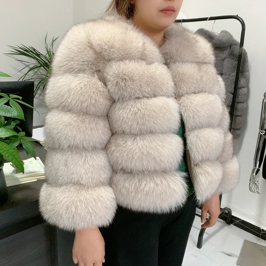 New real fox fur coat women's winter warm natural fur jacket Short raccoon fur coat 100% real fur coat high quality hot sale