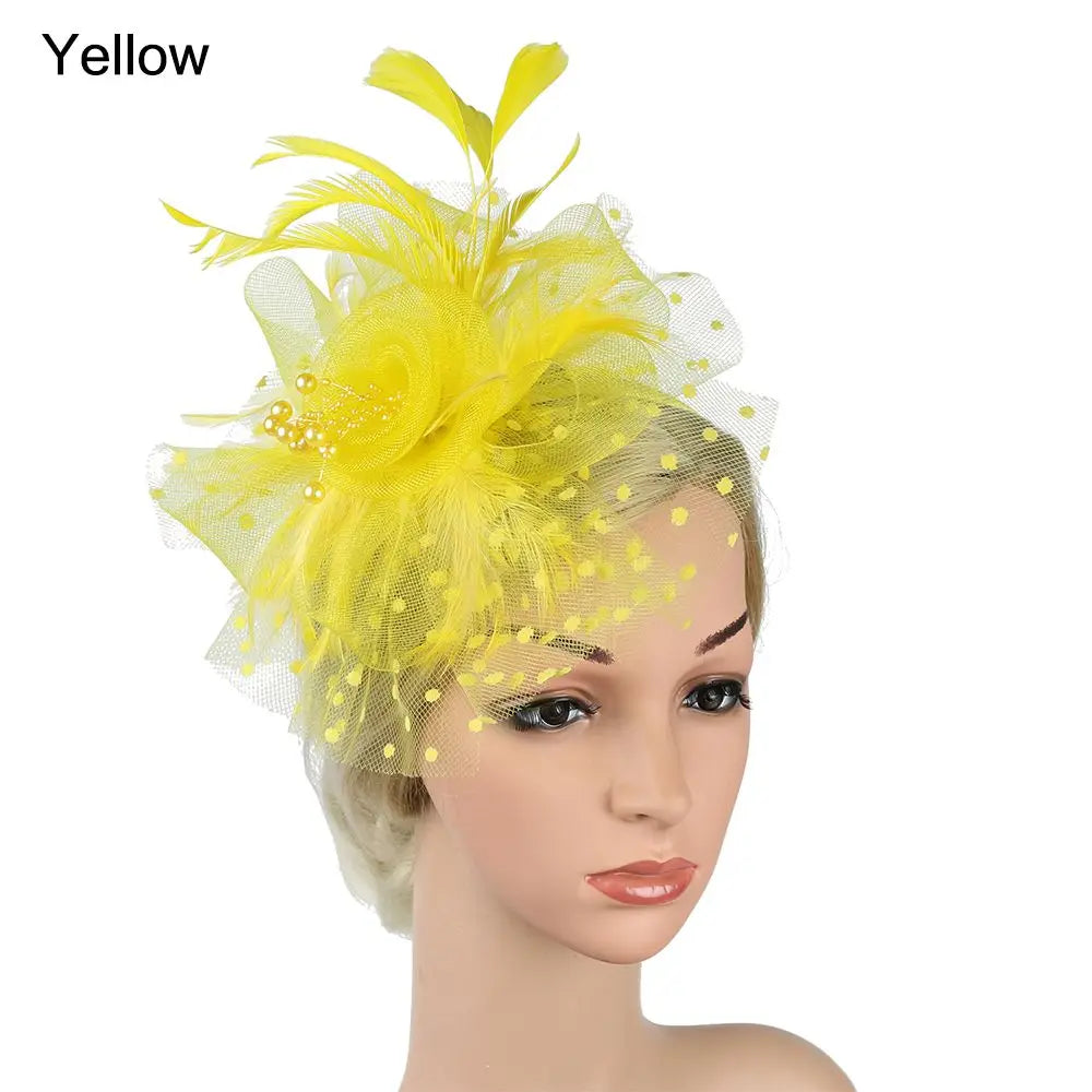 Bride Headwear hat Veil Wedding Hair Accessories Flowers Feather Mesh Veil Face Cover Multi Colors Korea Japan Black White