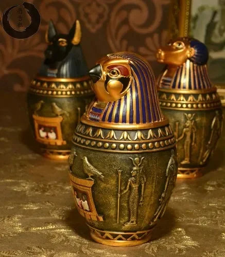Memorial Funeral Supplies Egyptian Pet Urn Canopic Cat Dog Cremation Urn for Ashes Pet Coffin Box Home Decoration Figurines