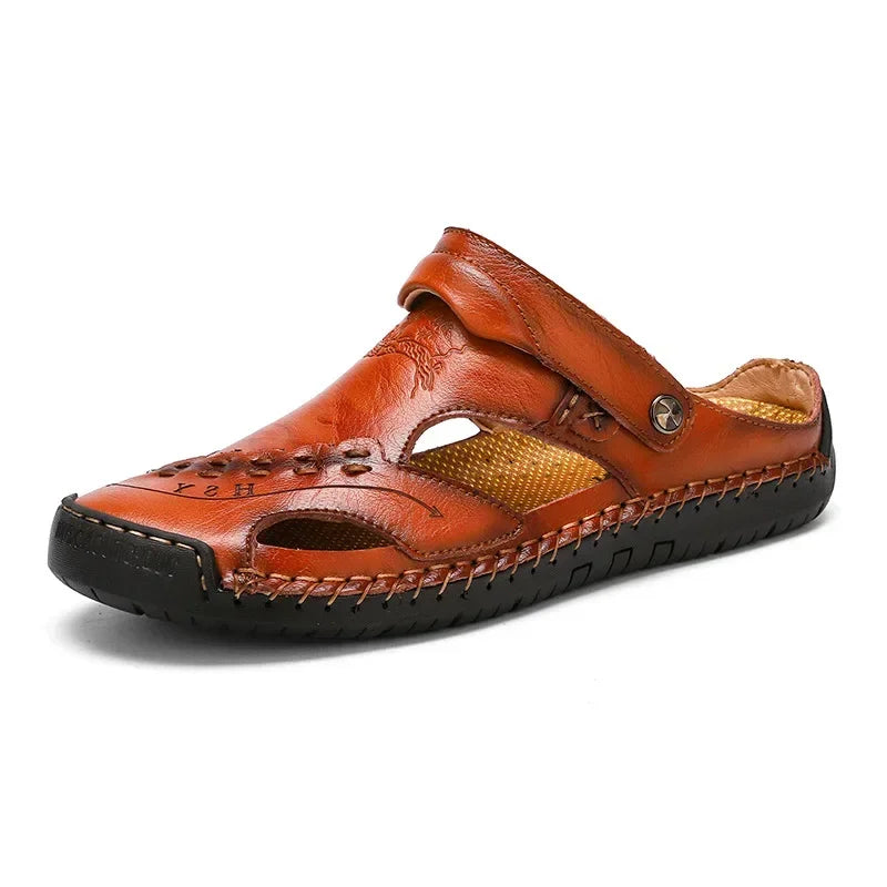 Genuine Leather Men Sandals Summer Man Slippers Comfortable Trend Slip on Baotou Male Sandals Outdoor Casual Trekking Sandales