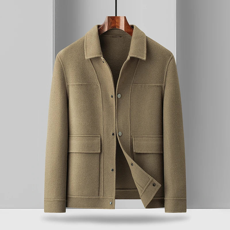 2024 Autumn/Winter New Double sided Woolen Coat High end Fabric Korean Edition Fashion Pure Handmade Woolen Coat Work Style