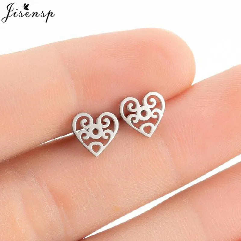 Punk Mini Stainless Steel Earrings for Women Minimalist Spades Gesture Apple Lighter Spider Web Earings Fashion Jewelry brincos