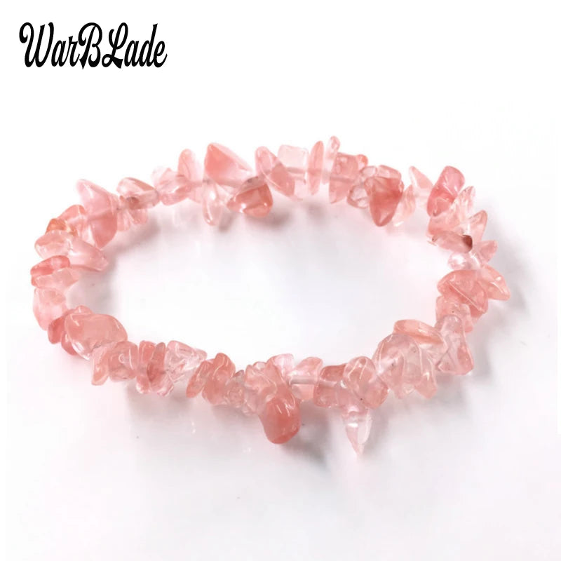 New Women Bracelets Bangles Natural Gem Stone Bracelet Irregular Stretch Chip Beads Nuggets Bracelets Bangles Crystal Wristband