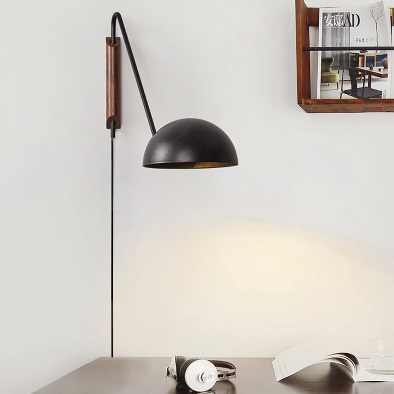 Scandinavia Minimalist Bedside Wall Lamps Rotating Swing Arm Iron Wall Hanging Light Home Decor Bedroom Living Room Reading Lamp