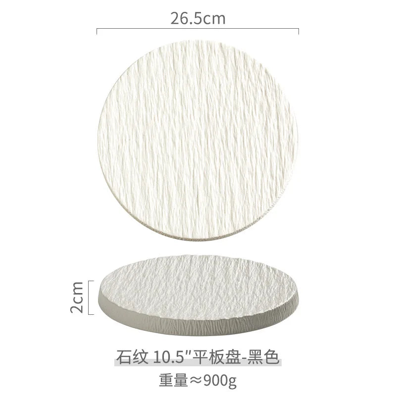 Main Dish Tableware Rock Plate  Stone Grain Ceramic Western Food Steak Plate Japanese Plate Home Western Food Display Tray