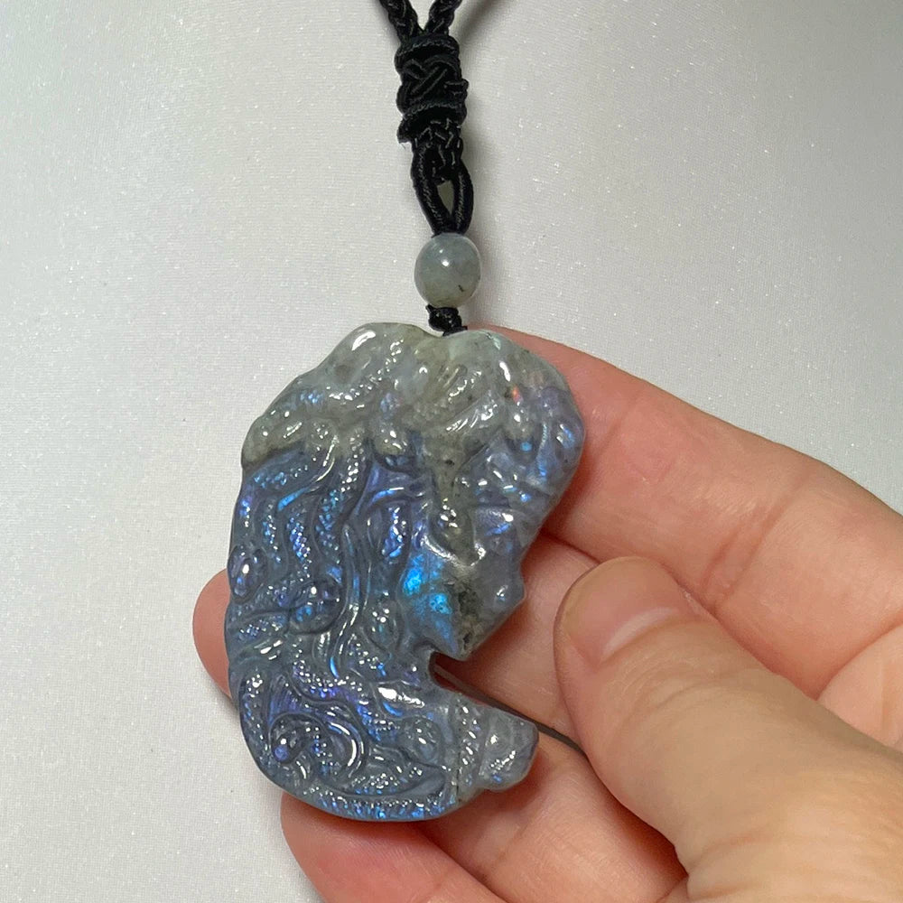 Necklace Pendant Natural Stone Irregular Shape Bead Blue Green Orange Labradorite Pendant for Women Men Jewelry 1Pcs