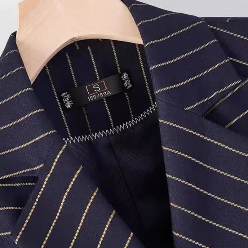 NAVIU Fashion Women Office Ladies Formal Golden stripes Pants Suit Set Female Business Work Wear Blazer Jacket And Trouser