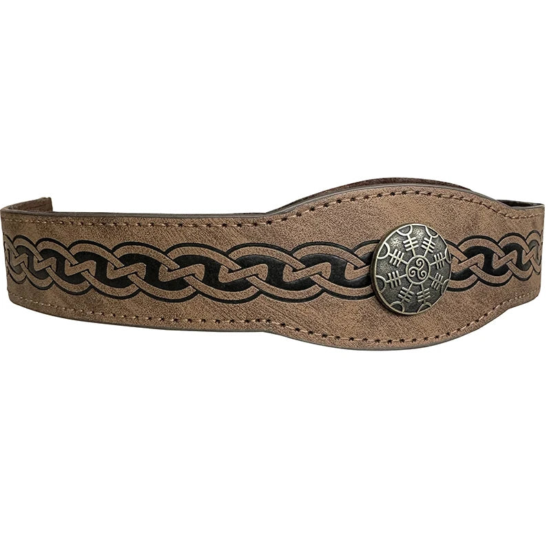 Medieval Viking Tiara PU Leather Head Ring Renaissance King Crown Headwear Medieval Noble Knight Headband Larp Cosplay Props