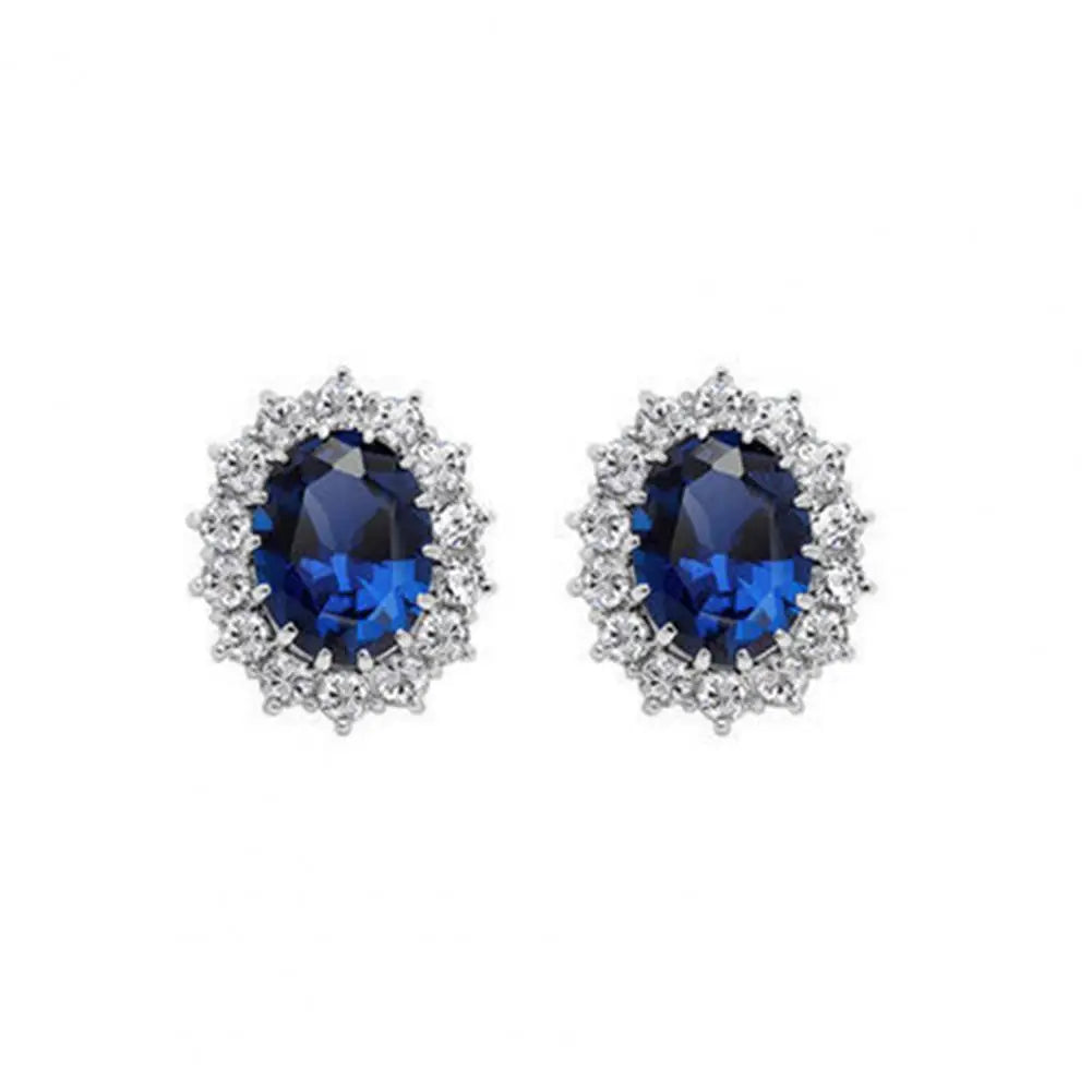 High Quality Jewelry Sets Noble Faux Sapphire Rhinestone Earrings Necklace Jewelry  One Color Necklace Jewelry for Women