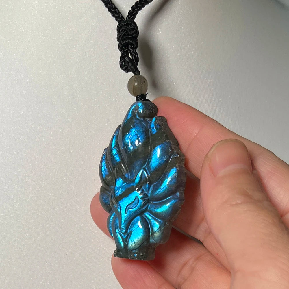 Necklace Pendant Natural Stone Irregular Shape Bead Blue Green Orange Labradorite Pendant for Women Men Jewelry 1Pcs